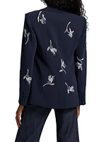 Falling Lilies Karlie Sequined Silk Organza Blazer