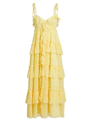 Fadrid Ruffle Chiffon Tiered Midi-Dress