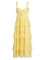 Fadrid Ruffle Chiffon Tiered Midi-Dress