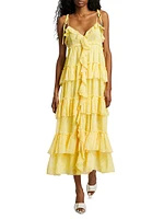 Fadrid Ruffle Chiffon Tiered Midi-Dress