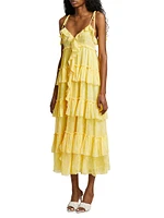 Fadrid Ruffle Chiffon Tiered Midi-Dress