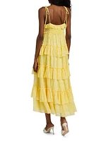 Fadrid Ruffle Chiffon Tiered Midi-Dress