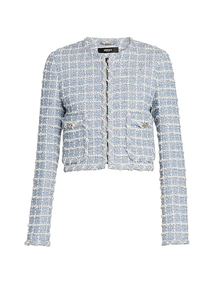 Windowpane Tweed Bouclé Jacket