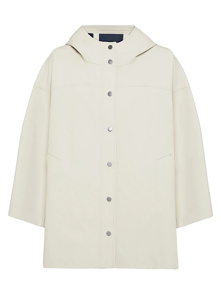 Water Resistant Bonded Cotton Poplin Hooded Outerwear Jacket with Heat Seams