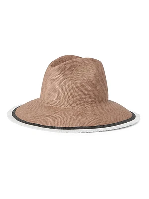 Straw Fedora with Precious Raffia Trim