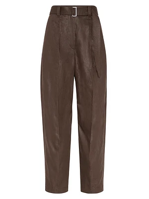 Polished Linen Twill Ergonomic Chino Trousers