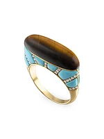 In Pieces 14K Yellow Gold, Gemstone & 0.31 TCW Diamond Stack Ring