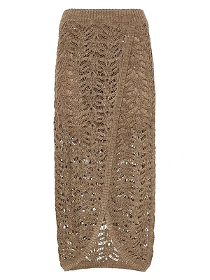 Foliage Lace Knit Skirt Linen and Silk Diamond Yarn