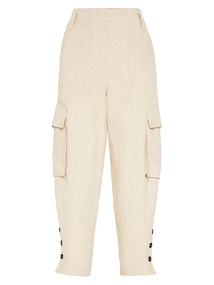 Linen Panama Explorer Cargo Trousers