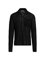 Nino Linen Rib-Knit Half-Zip Sweater