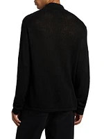 Nino Linen Rib-Knit Half-Zip Sweater