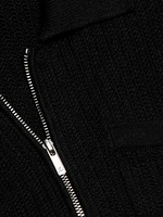 Nino Linen Rib-Knit Half-Zip Sweater