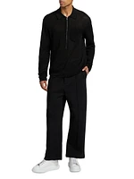 Nino Linen Rib-Knit Half-Zip Sweater