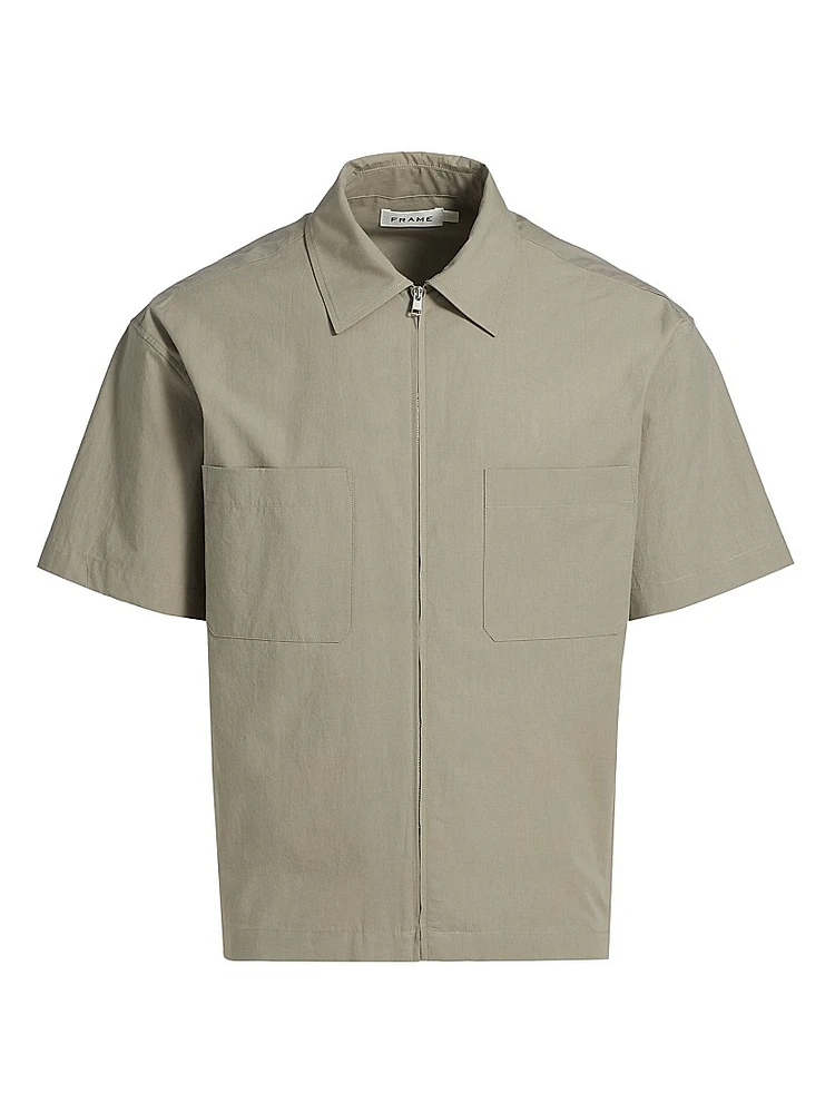Light Poplin Zip-Front Shirt