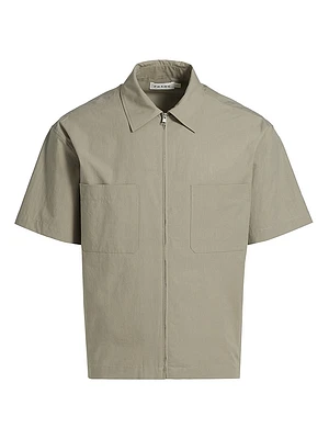 Light Poplin Zip-Front Shirt