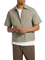 Light Poplin Zip-Front Shirt