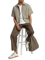 Light Poplin Zip-Front Shirt