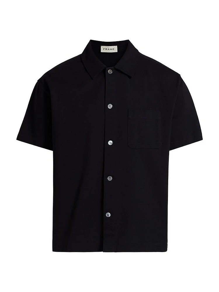 Cotton Piqué Button-Front Shirt