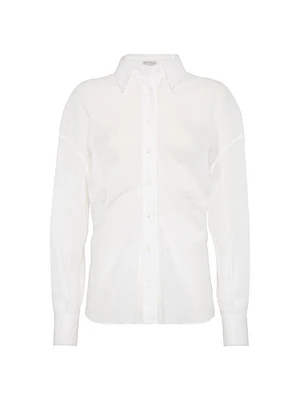 Cotton Organza Shirt with Shiny Cuffs