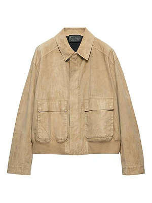 Suede and Cotton Bomber Jacket