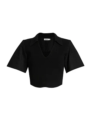 Lizzie Linen-Blend Short-Sleeve Top