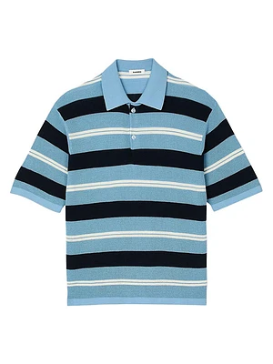 Striped Knit Polo Shirt
