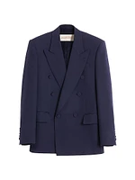 Double-Breasted Blazer Wool Gabardine