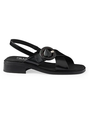 Brushed Leather Sandals with Buckle