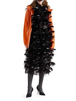 Feather-Embellished Silk Organza Dress