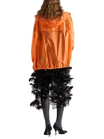 Feather-Embellished Silk Organza Dress