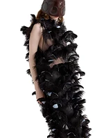 Feather-Embellished Silk Organza Dress