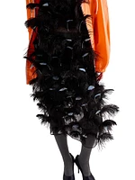 Feather-Embellished Silk Organza Dress