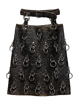 Leather Miniskirt with Metal Rings