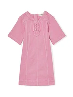 Little Girl's & Lace-Up Denim Dress