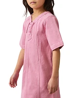 Little Girl's & Lace-Up Denim Dress