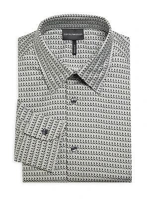 Micro Print Stretch-Cotton Sport Shirt