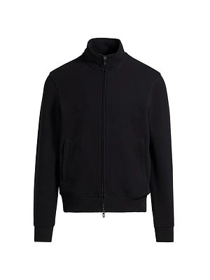 Textured Cotton Zip-Front Jacket