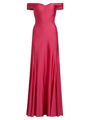 Goem Satin Off-The-Shoulder Gown