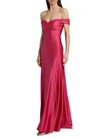 Goem Satin Off-The-Shoulder Gown