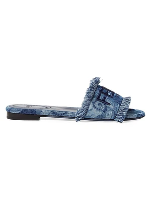 Sunshine Logo Denim Flat Sandals