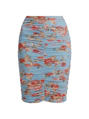 Isodora Floral Mesh Pencil Skirt