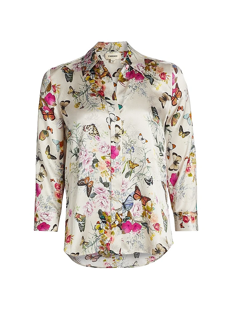 Dani Floral Silk Button-Front Blouse
