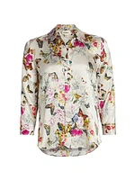 Dani Floral Silk Button-Front Blouse