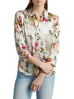 Dani Floral Silk Button-Front Blouse