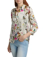 Dani Floral Silk Button-Front Blouse
