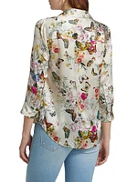 Dani Floral Silk Button-Front Blouse