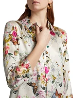 Dani Floral Silk Button-Front Blouse