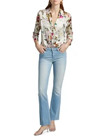 Dani Floral Silk Button-Front Blouse