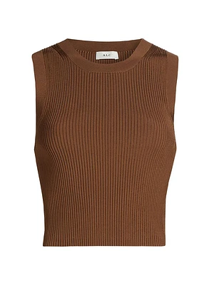 Kayla Cropped Sleeveless Rib-Knit Top