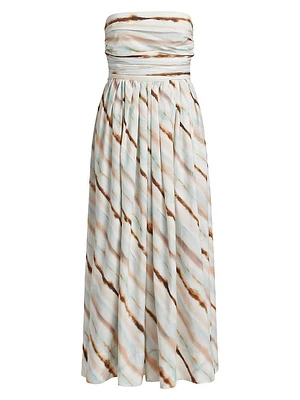 Tara Striped Strapless Midi-Dress